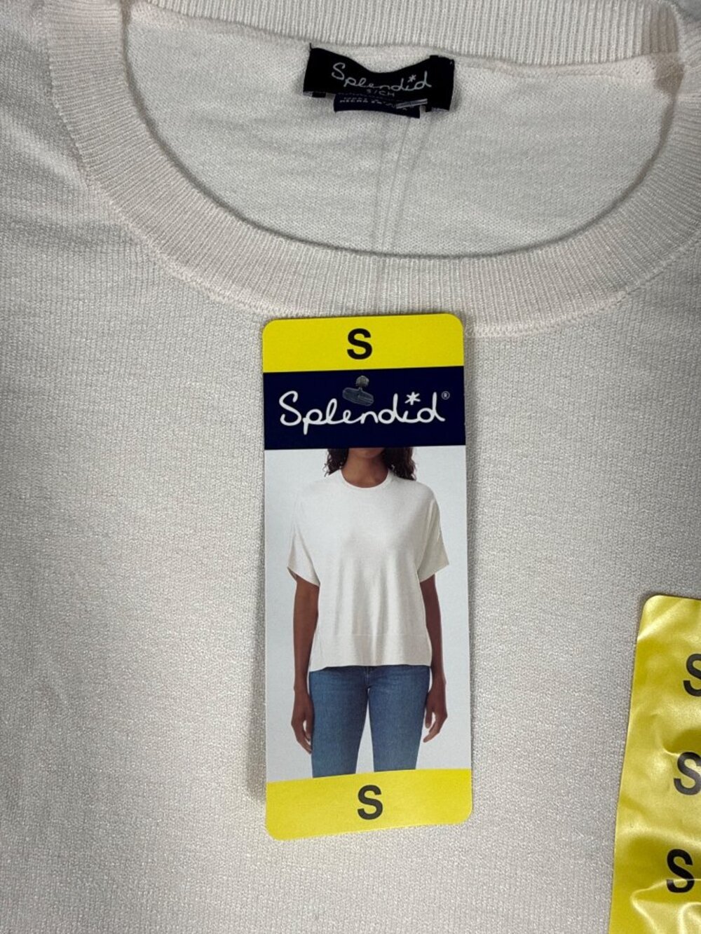 Splendid Women S Boxy Short Sleeve Sweater Top Cream S - Picture 4 of 7